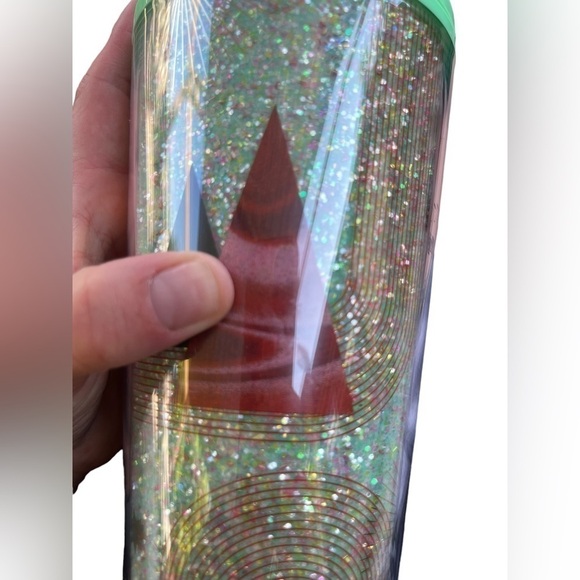 Starbucks 2020 Christmas Glitter Green Cold Cup Tumbler 24 oz - Picture 7 of 8